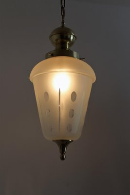 Italian Brass and Cut Glass Pendant Lamp, 1970s-VNE-966154