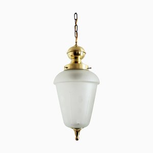 Italian Brass and Cut Glass Pendant Lamp, 1970s-VNE-966154