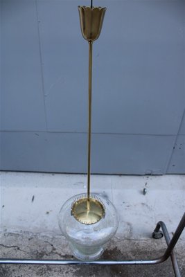 Italian Brass and Engraved Crystal Lantern Ceiling Lamp, 1950s-EH-675733