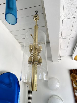 Italian Brass and Glass Bubble Tube Chandelier, 1970s-FUE-1694602