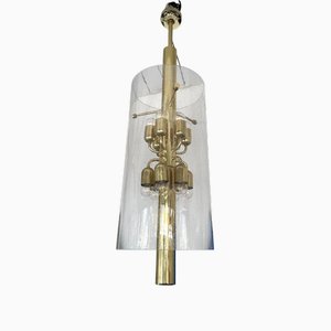 Italian Brass and Glass Bubble Tube Chandelier, 1970s-FUE-1694602