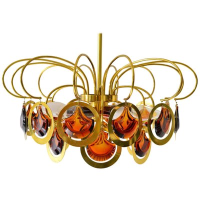 Italian Brass and Glass Chandelier in the Style of Sciolari-SPD-976402