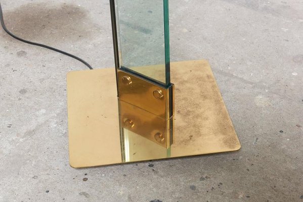 Italian Brass and Glass Laser Floor Lamp by Max Baguara for Lamperti, 1970s-KL-620301