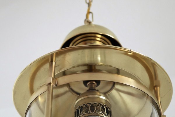 Italian Brass and Glass Pendant Lamp, 1970s-VNE-966084