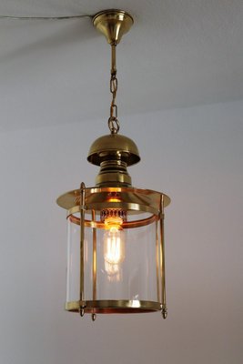 Italian Brass and Glass Pendant Lamp, 1970s-VNE-966084