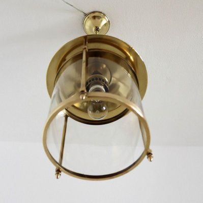 Italian Brass and Glass Pendant Lamp, 1970s-VNE-966084