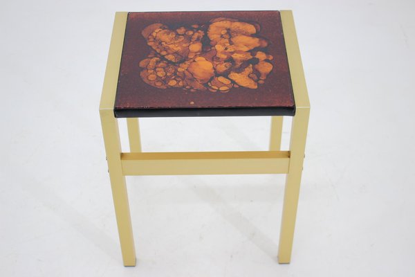 Italian Brass and Glass Side Table, 1960s-TZ-1449407