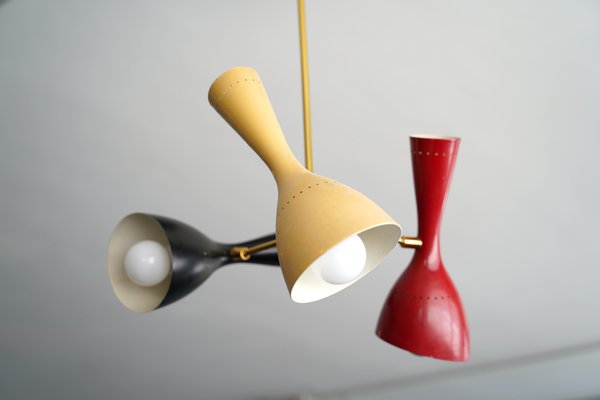 Italian Brass and Lacquered Aluminium Ceiling Lamp from Stilnovo, 1950s-OT-743117