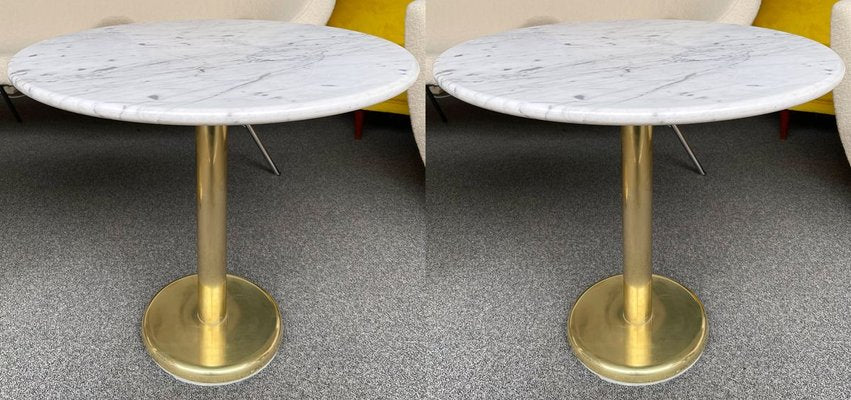 Italian Brass and Marble Side Tables. 1970s, Set of 2-FUE-831513