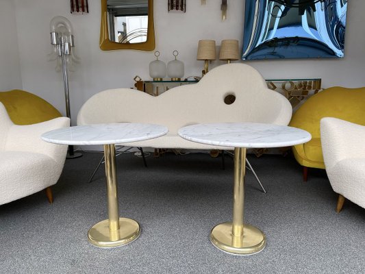 Italian Brass and Marble Side Tables. 1970s, Set of 2-FUE-831513