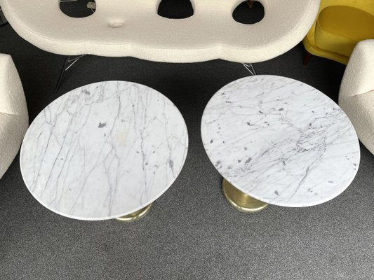 Italian Brass and Marble Side Tables. 1970s, Set of 2-FUE-831513