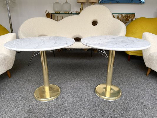 Italian Brass and Marble Side Tables. 1970s, Set of 2-FUE-831513