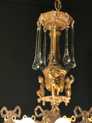 Italian Brass and Multicolored Teardrop Chandelier, 1930s-MBH-1032106