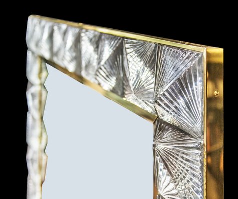 Italian Brass and Murano Glass Wall Mirror-ZVH-1820718