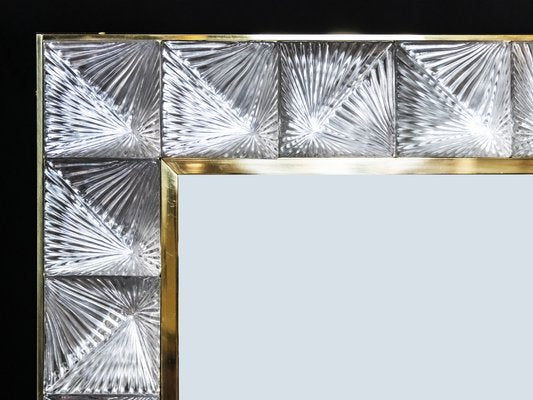 Italian Brass and Murano Glass Wall Mirror-ZVH-1820718