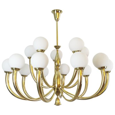 Italian Brass and Opaline Chandelier-FGA-923341