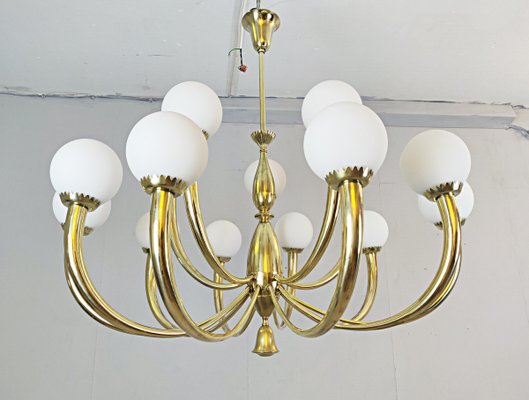 Italian Brass and Opaline Chandelier-FGA-923341