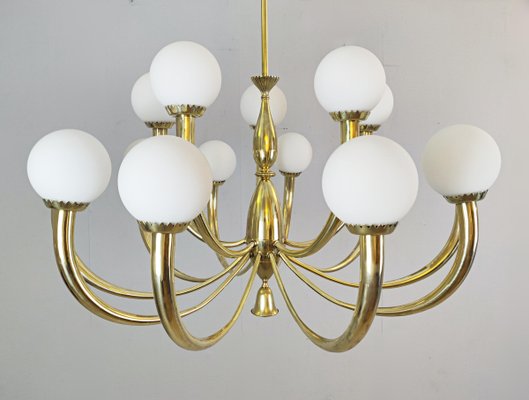 Italian Brass and Opaline Chandelier-FGA-923341