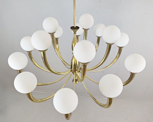 Italian Brass and Opaline Chandelier-FGA-923341