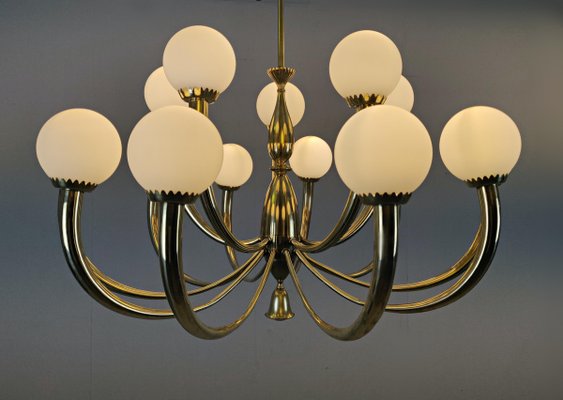 Italian Brass and Opaline Chandelier-FGA-923341