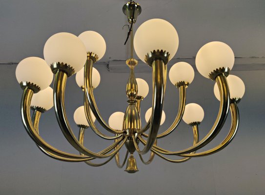 Italian Brass and Opaline Chandelier-FGA-923341