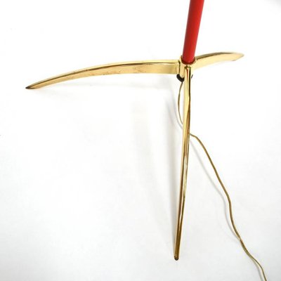 Italian Brass and Opaline Glass Floor Lamp, 1950s-TE-590045