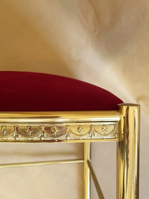 Italian Brass and Red Velvet Side Chair, 1960s-PBW-1812557