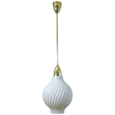 Italian Brass and Satin Opaline Glass Pendant Attributed to Arredoluce, 1950s-OE-897900