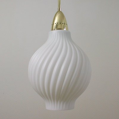 Italian Brass and Satin Opaline Glass Pendant Attributed to Arredoluce, 1950s-OE-897900