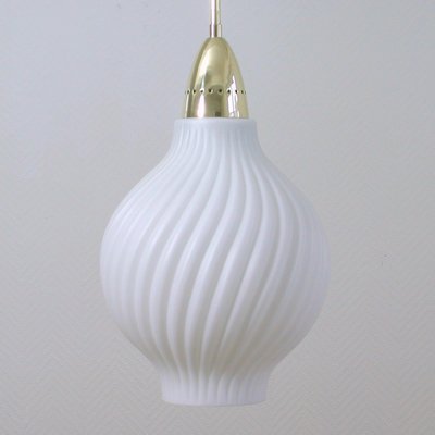 Italian Brass and Satin Opaline Glass Pendant Attributed to Arredoluce, 1950s-OE-897900