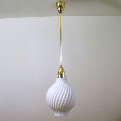 Italian Brass and Satin Opaline Glass Pendant Attributed to Arredoluce, 1950s-OE-897900