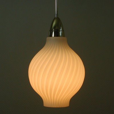 Italian Brass and Satin Opaline Glass Pendant Attributed to Arredoluce, 1950s-OE-897900