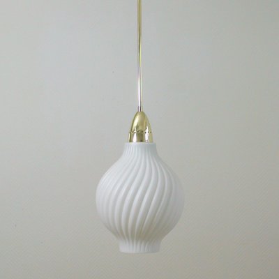 Italian Brass and Satin Opaline Glass Pendant Attributed to Arredoluce, 1950s-OE-897900