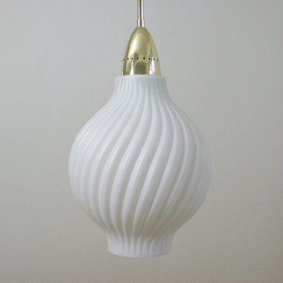 Italian Brass and Satin Opaline Glass Pendant Attributed to Arredoluce, 1950s-OE-897900