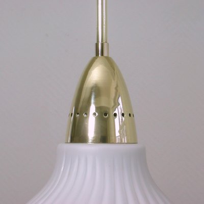 Italian Brass and Satin Opaline Glass Pendant Attributed to Arredoluce, 1950s-OE-897900