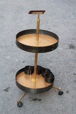 Italian Brass and Steel Serving Bar Cart, 1950s-EH-732044