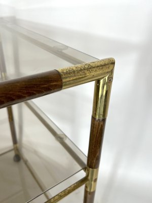 Italian Brass and Wood 3-Shelf Trolley or Bar Cart by Tommaso Barbi, 1970s-OT-1309448