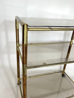 Italian Brass and Wood 3-Shelf Trolley or Bar Cart by Tommaso Barbi, 1970s-OT-1309448