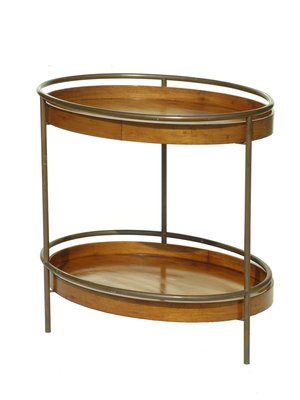 Italian Brass and Wood Coffee Table, 1950s-KGD-825964