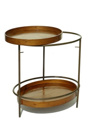 Italian Brass and Wood Coffee Table, 1950s-KGD-825964