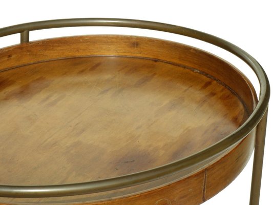 Italian Brass and Wood Coffee Table, 1950s-KGD-825964