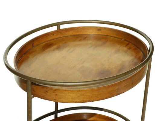 Italian Brass and Wood Coffee Table, 1950s-KGD-825964