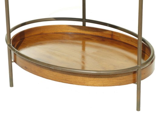 Italian Brass and Wood Coffee Table, 1950s-KGD-825964