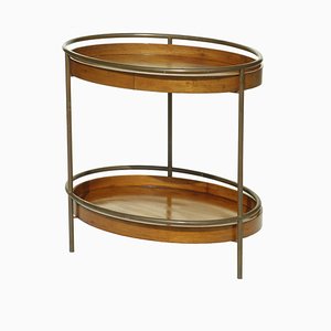 Italian Brass and Wood Coffee Table, 1950s-KGD-825964