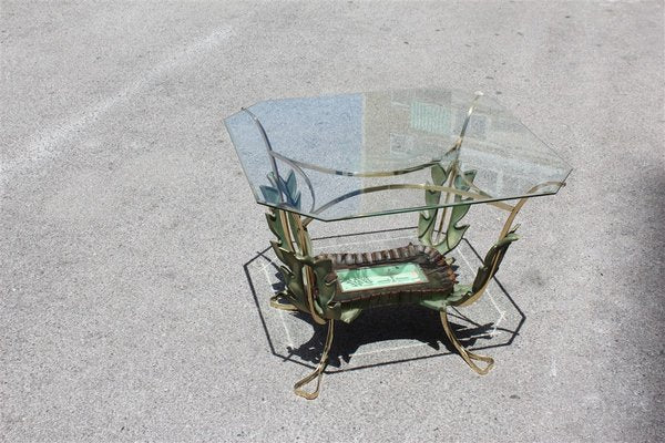 Italian Brass and Wooden Coffee Table by Pier Luigi Colli, 1950s-EH-668105