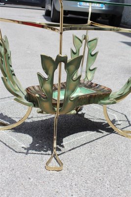 Italian Brass and Wooden Coffee Table by Pier Luigi Colli, 1950s-EH-668105