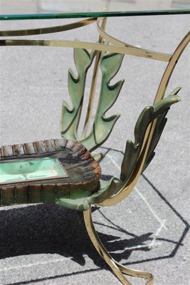 Italian Brass and Wooden Coffee Table by Pier Luigi Colli, 1950s-EH-668105