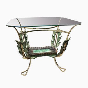 Italian Brass and Wooden Coffee Table by Pier Luigi Colli, 1950s-EH-668105