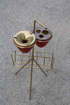 Italian Brass Ashtray with Magazine Rack, 1950s-EH-942018