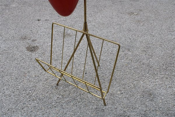 Italian Brass Ashtray with Magazine Rack, 1950s-EH-942018